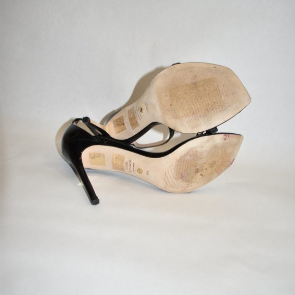 STUART WEITZMAN Nudist Curve 100 High Heel Sandals Patent Black 8.5 - Picture 7 of 8